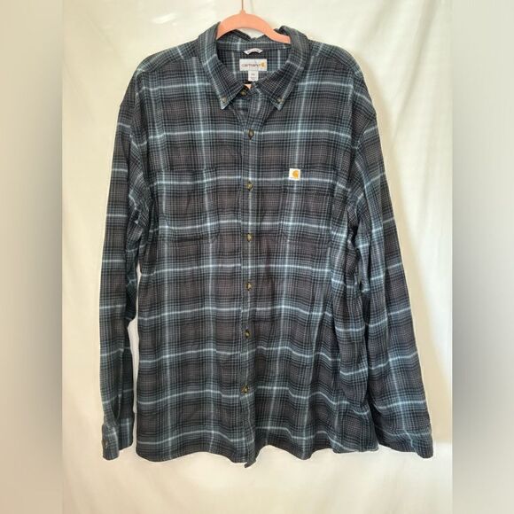 Carhartt Other - Carhartt GUC blue/gray plaid button down flannel shirt Size 2XL